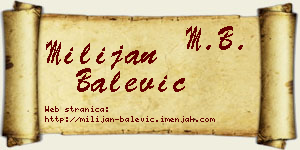 Milijan Balević vizit kartica